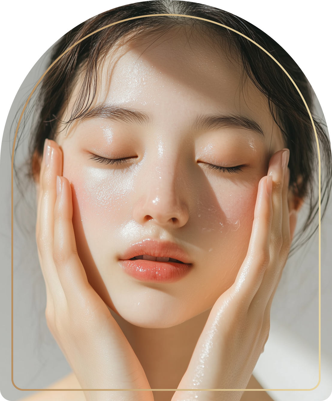 透明感のある潤った素肌の女性